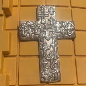 Intricate Pewter Cross Wall Art